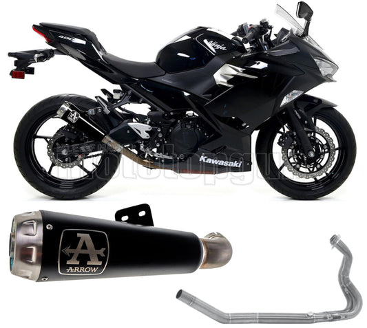 SCARICO OMOLOGATO ARROW PRO-RACE IN NICHROM NERO CON FONDELLO IN INOX COMPATIBILE CON KAWASAKI NINJA 400 18/21