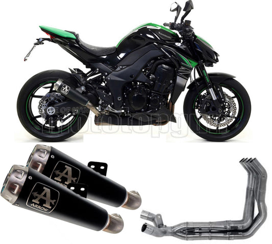 SCARICO COMPLETO OMOLOGATO OPEN ARROW PRO-RACE IN NICHROM NERO CON FONDELLO IN INOX COMPATIBILE CON KAWASAKI Z1000 Z-1000 17/20