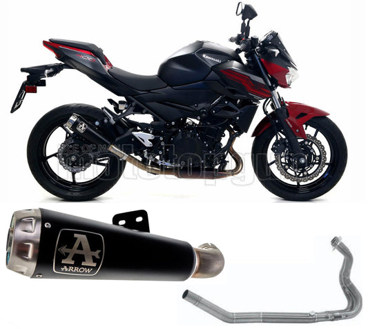 SCARICO OMOLOGATO ARROW PRO-RACE IN NICHROM NERO CON FONDELLO IN INOX COMPATIBILE CON KAWASAKI Z400 Z-400 19/20