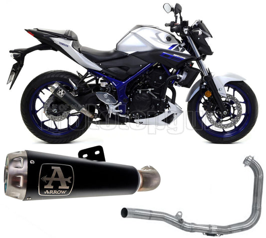 SCARICO OMOLOGATO CATALIZZATO ARROW PRO-RACE IN NICHROM NERO CON FONDELLO IN INOX COMPATIBILE CON YAMAHA MT03 MT-03 16/17