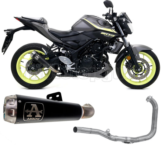 SCARICO OMOLOGATO CATALIZZATO ARROW PRO-RACE IN NICHROM NERO CON FONDELLO IN INOX COMPATIBILE CON YAMAHA MT03 MT-03 18/19