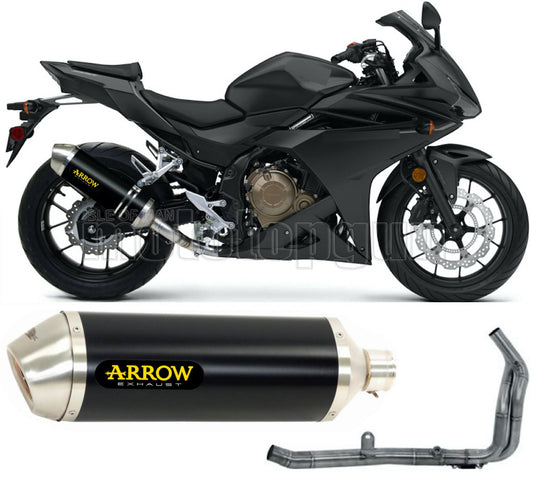 SCARICO OMOLOGATO OPEN ARROW RACE-TECH IN ALLUMINIO NERO CON FONDELLO IN INOX COMPATIBILE CON HONDA CBR 500 R 19/20