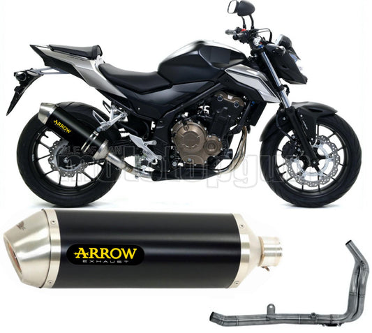 SCARICO COMPLETO OMOLOGATO OPEN ARROW RACE-TECH IN ALLUMINIO NERO CON FONDELLO IN INOX COMPATIBILE CON HONDA CB 500 F 16/18