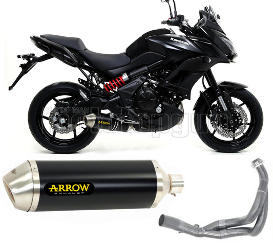 SCARICO OMOLOGATO CATALIZZATO ARROW RACE-TECH IN ALLUMINIO NERO CON FONDELLO IN INOX COMPATIBILE CON KAWASAKI VERSYS 650 17/22