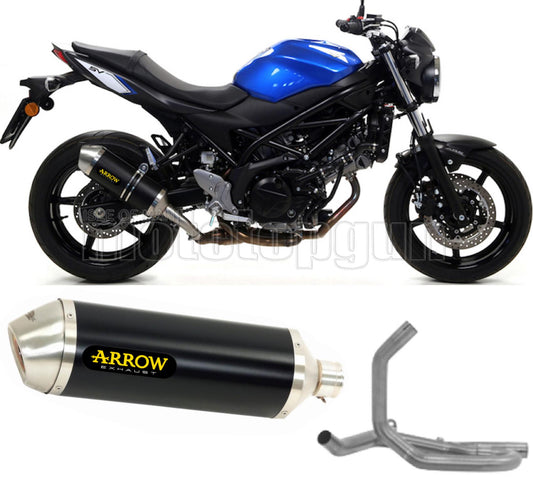 SCARICO OMOLOGATO CATALIZZATO ARROW RACE-TECH IN ALLUMINIO NERO CON FONDELLO IN INOX COMPATIBILE CON SUZUKI SV 650 16/23