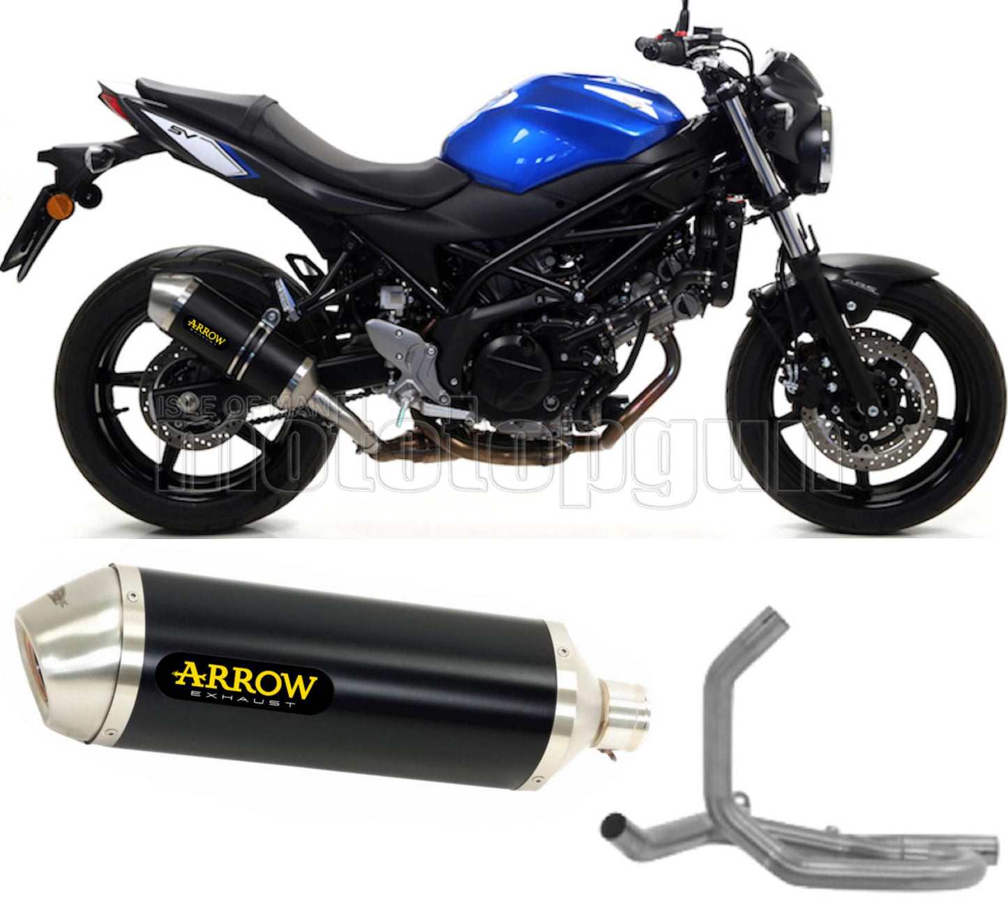 SCARICO OMOLOGATO CATALIZZATO ARROW RACE-TECH IN ALLUMINIO NERO CON FONDELLO IN INOX COMPATIBILE CON SUZUKI SV 650 16/23