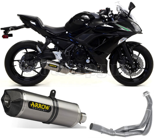 SCARICO OMOLOGATO CATALIZZATO ARROW RACE-TECH IN TITANIO CON FONDELLO IN CARBY COMPATIBILE CON KAWASAKI NINJA 650 17/20