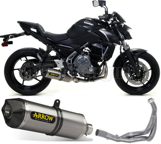 SCARICO OMOLOGATO CATALIZZATO ARROW RACE-TECH IN TITANIO CON FONDELLO IN CARBY COMPATIBILE CON KAWASAKI Z650 Z-650 17/20