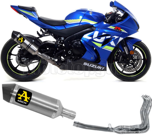 SCARICO OMOLOGATO CORTO ARROW RACE-TECH IN TITANIO CON FONDELLO IN CARBY COMPATIBILE CON SUZUKI GSX-R 1000 R 17/20