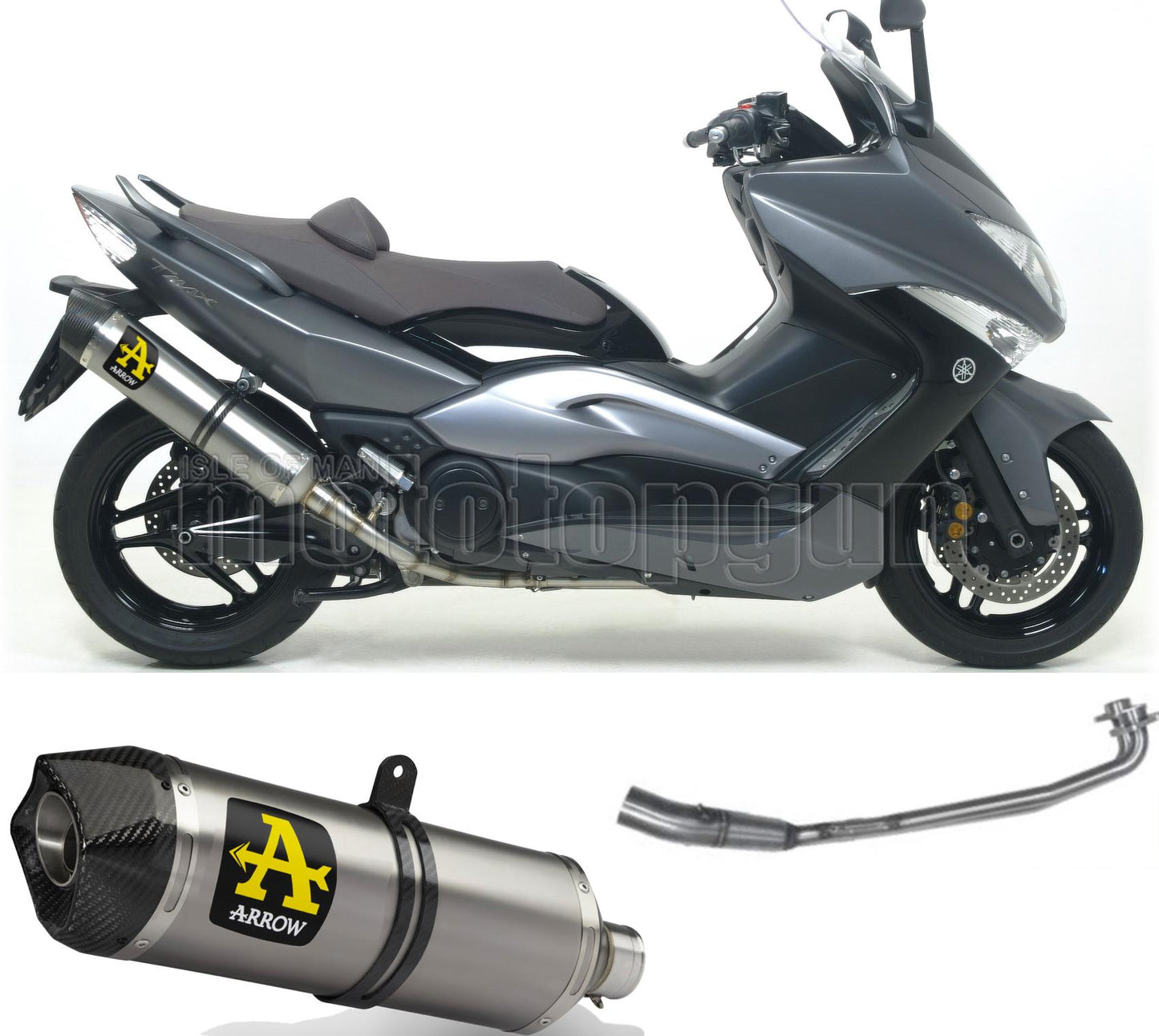 SCARICO OMOLOGATO ARROW RACE-TECH IN TITANIO CON FONDELLO IN CARBY COMPATIBILE CON YAMAHA TMAX T-MAX 500 YP 08/11