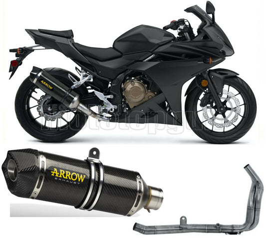 SCARICO OMOLOGATO OPEN ARROW RACE-TECH IN CARBONIO CON FONDELLO IN CARBY COMPATIBILE CON HONDA CBR 500 R 19/20