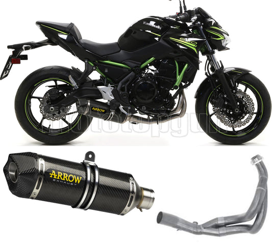 SCARICO OMOLOGATO CATALIZZATO ARROW RACE-TECH IN CARBONIO CON FONDELLO IN CARBY COMPATIBILE CON KAWASAKI Z650 Z-650 17/20