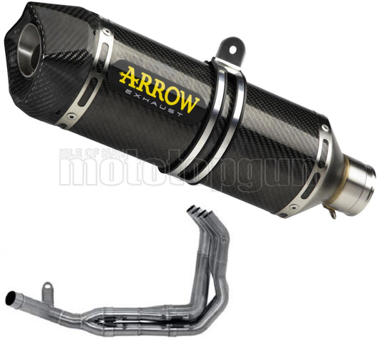 SCARICO OMOLOGATO DOPPIO TERMINALE ARROW RACE-TECH IN CARBONIO CON FONDELLO IN CARBY COMPATIBILE CON KAWASAKI Z900 Z-900 17/19