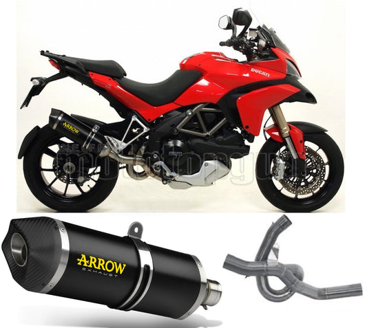SCARICO COMPLETO OMOLOGATO OPEN ARROW RACE-TECH IN ALLUMINIO NERO CON FONDELLO IN CARBY COMPATIBILE CON DUCATI MULTISTRADA 1200 S 10/14
