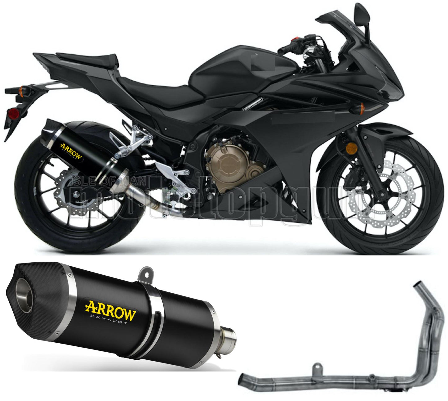 SCARICO OMOLOGATO OPEN ARROW RACE-TECH IN ALLUMINIO NERO CON FONDELLO IN CARBY COMPATIBILE CON HONDA CBR 500 R 19/20