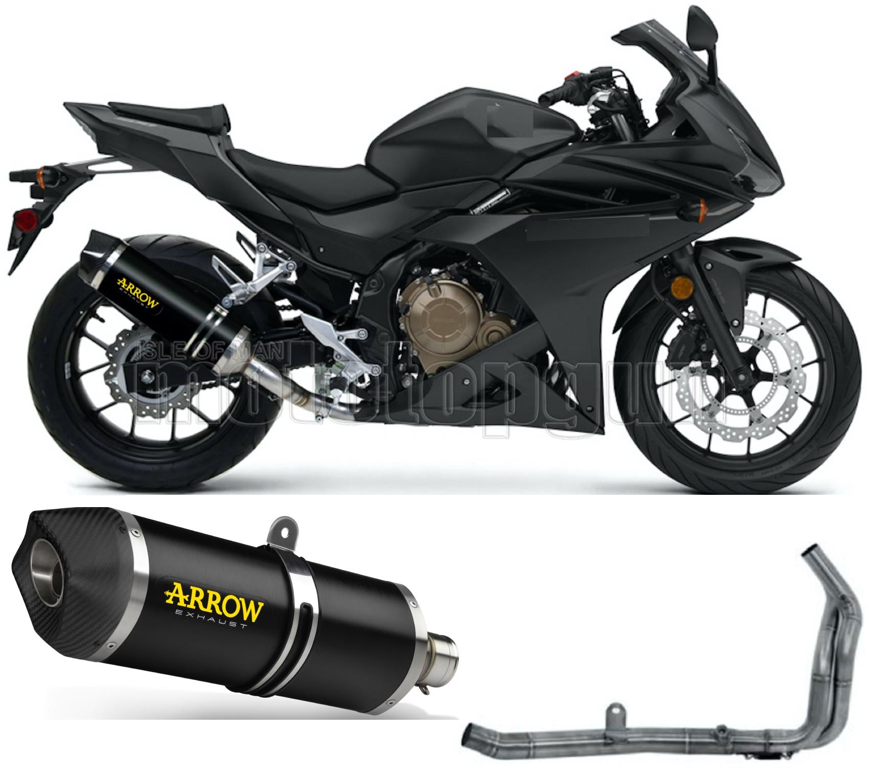 SCARICO OMOLOGATO OPEN ARROW RACE-TECH IN ALLUMINIO NERO CON FONDELLO IN CARBY COMPATIBILE CON HONDA CBR 500 R 19/20