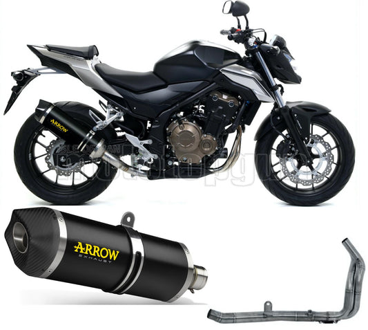 SCARICO COMPLETO OMOLOGATO OPEN ARROW RACE-TECH IN ALLUMINIO NERO CON FONDELLO IN CARBY COMPATIBILE CON HONDA CB 500 F 16/18