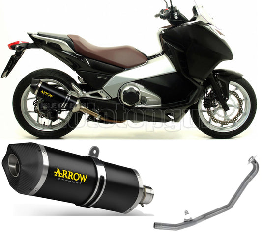 SCARICO COMPLETO OMOLOGATO OPEN ARROW RACE-TECH IN ALLUMINIO NERO CON FONDELLO IN CARBY COMPATIBILE CON HONDA INTEGRA 700 12/13