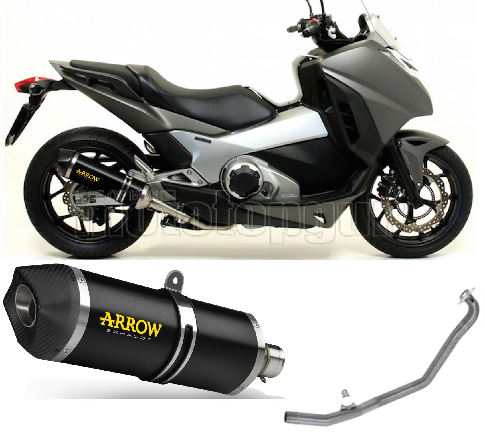 SCARICO COMPLETO OMOLOGATO OPEN ARROW RACE-TECH IN ALLUMINIO NERO CON FONDELLO IN CARBY COMPATIBILE CON HONDA INTEGRA 750 DCT 14/20