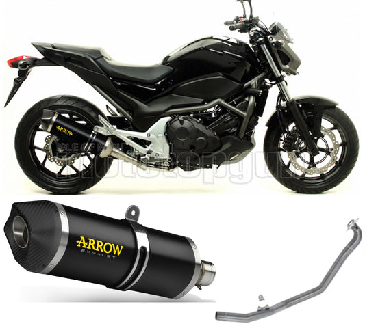 SCARICO COMPLETO OMOLOGATO OPEN ARROW RACE-TECH IN ALLUMINIO NERO CON FONDELLO IN CARBY COMPATIBILE CON HONDA NC 700 S 12/14