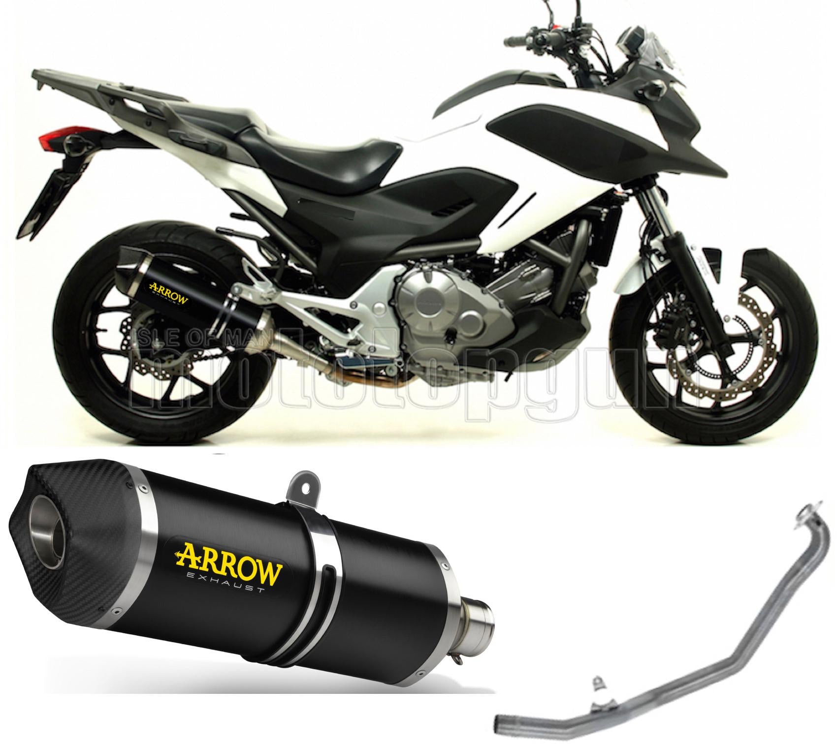 SCARICO COMPLETO OMOLOGATO OPEN ARROW RACE-TECH IN ALLUMINIO NERO CON FONDELLO IN CARBY COMPATIBILE CON HONDA NC 700 X 12/13