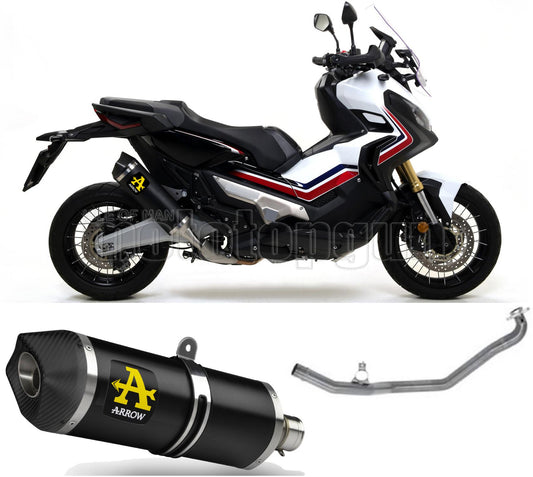 SCARICO OMOLOGATO ARROW RACE-TECH IN ALLUMINIO NERO CON FONDELLO IN CARBY COMPATIBILE CON HONDA XADV X-ADV 750 17/23