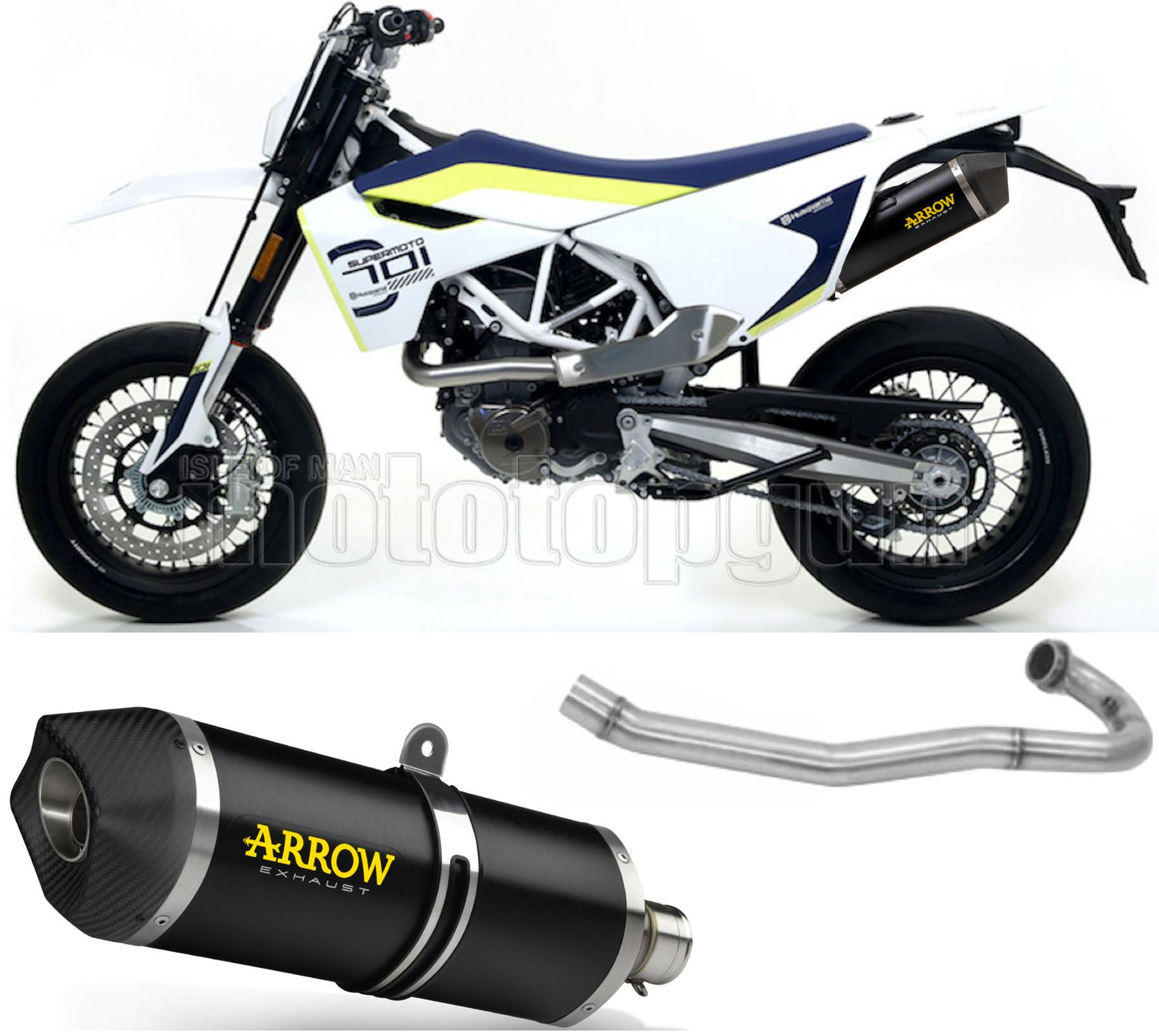SCARICO OMOLOGATO ARROW RACE-TECH IN ALLUMINIO NERO CON FONDELLO IN CARBY COMPATIBILE CON HUSQVARNA 701 SUPERMOTO 17/20
