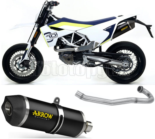 SCARICO OMOLOGATO ARROW RACE-TECH IN ALLUMINIO NERO CON FONDELLO IN CARBY COMPATIBILE CON HUSQVARNA 701 SUPERMOTO 17/20