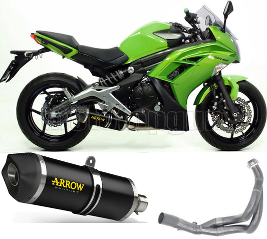 SCARICO COMPLETO OMOLOGATO OPEN ARROW RACE-TECH IN ALLUMINIO NERO CON FONDELLO IN CARBY COMPATIBILE CON KAWASAKI ER6F ER-6F 12/16