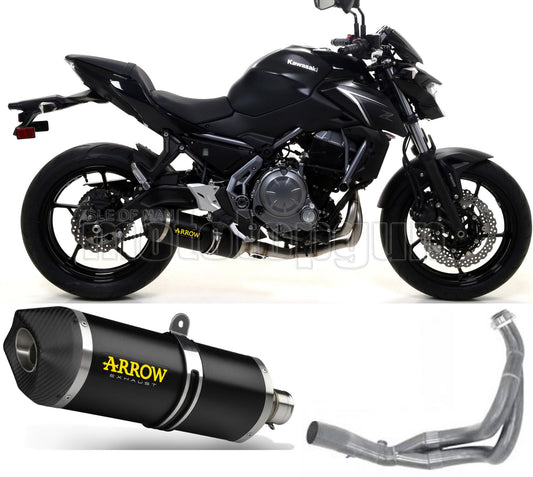 SCARICO OMOLOGATO CATALIZZATO ARROW RACE-TECH IN ALLUMINIO NERO CON FONDELLO IN CARBY COMPATIBILE CON KAWASAKI Z650 Z-650 17/20