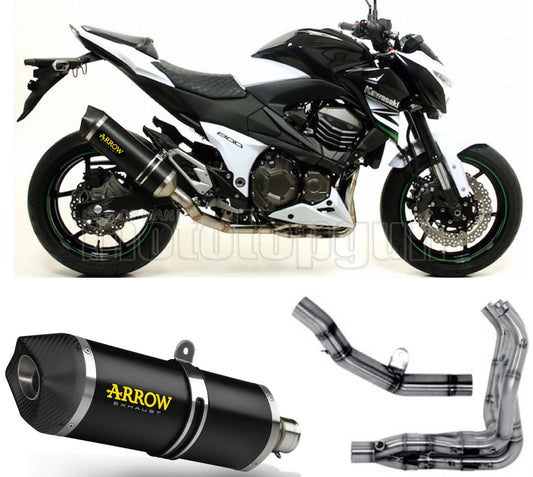 SCARICO COMPLETO OMOLOGATO OPEN ARROW RACE-TECH IN ALLUMINIO NERO CON FONDELLO IN CARBY COMPATIBILE CON KAWASAKI Z800 Z-800 E 13/16