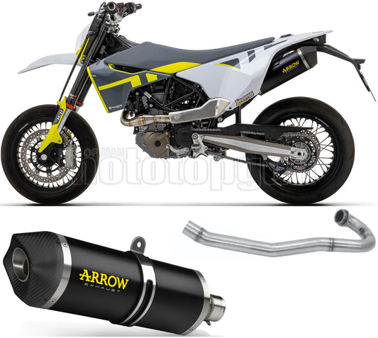 SCARICO OMOLOGATO ARROW RACE-TECH IN ALLUMINIO NERO CON FONDELLO IN CARBY COMPATIBILE CON HUSQVARNA 701 ENDURO 21/23
