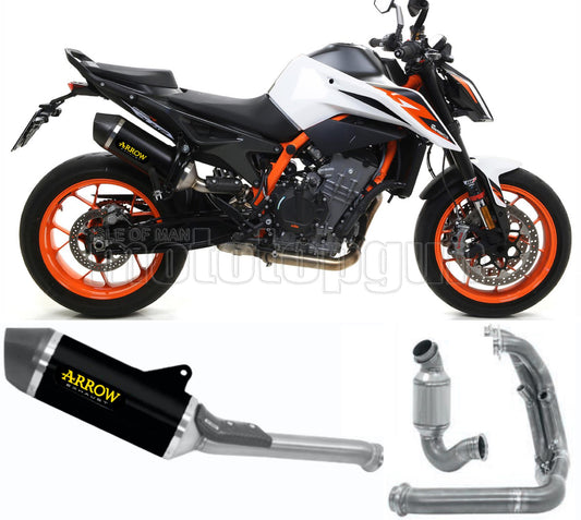 SCARICO OMOLOGATO ARROW RACE-TECH IN ALLUMINIO NERO CON FONDELLO IN CARBY COMPATIBILE CON KTM 890 DUKE R 20/23