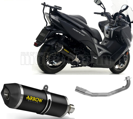 SCARICO RACE + DBKILLER ARROW RACE-TECH IN ALLUMINIO NERO CON FONDELLO IN CARBY COMPATIBILE CON KYMCO XCITING 400 I S 19/20