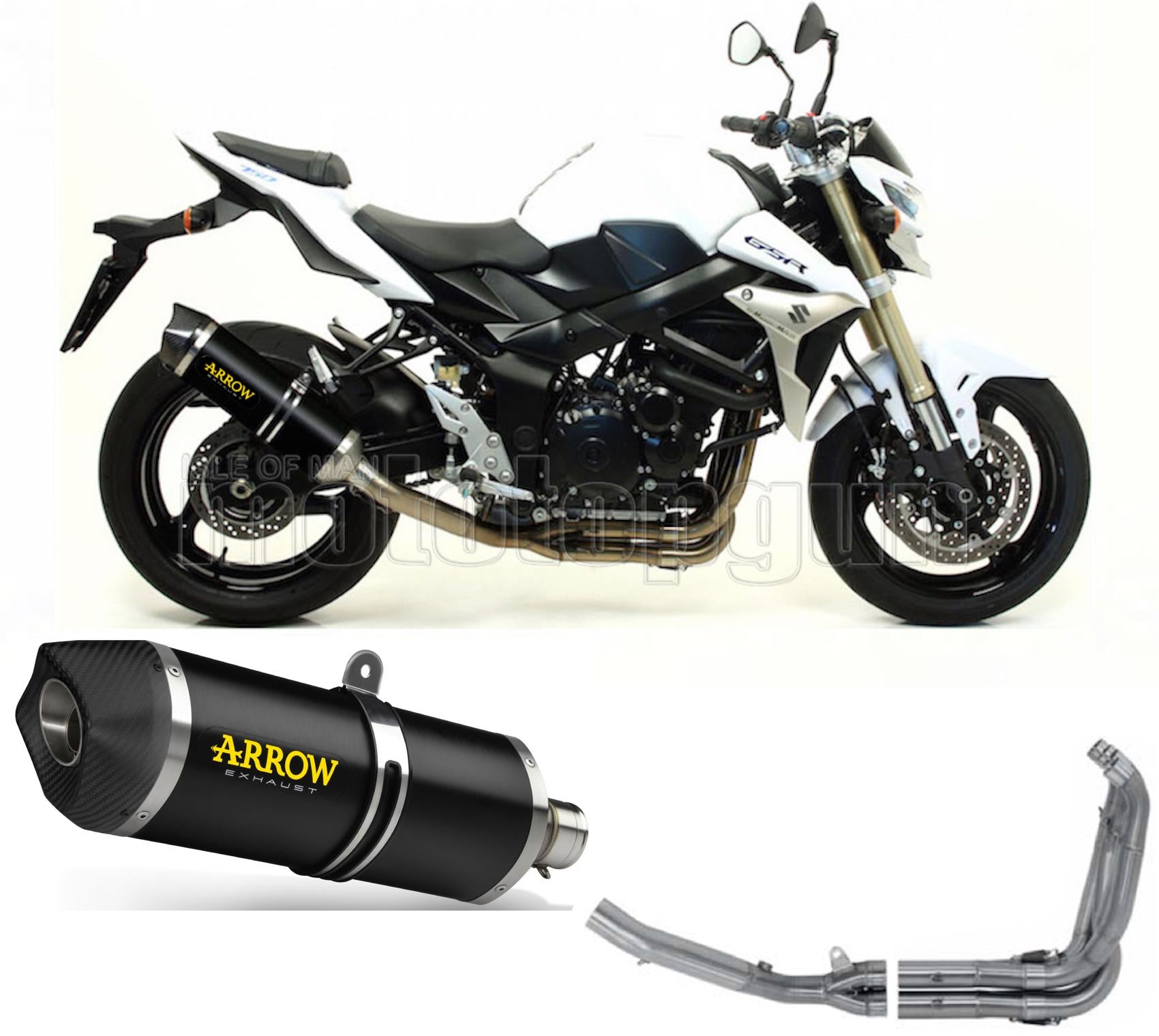 SCARICO COMPLETO OMOLOGATO OPEN ARROW RACE-TECH IN ALLUMINIO NERO CON FONDELLO IN CARBY COMPATIBILE CON SUZUKI GSR 750 11/16