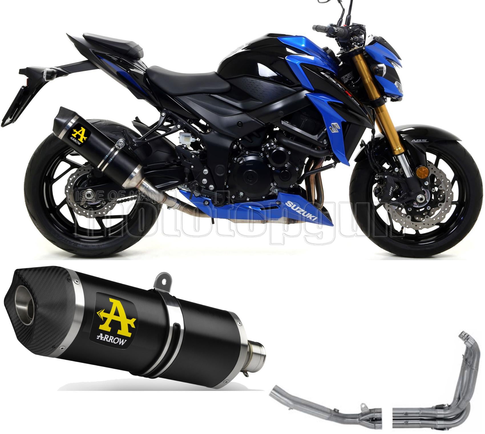 SCARICO COMPLETO OMOLOGATO OPEN ARROW RACE-TECH IN ALLUMINIO NERO CON FONDELLO IN CARBY COMPATIBILE CON SUZUKI GSX-S 750 17/20