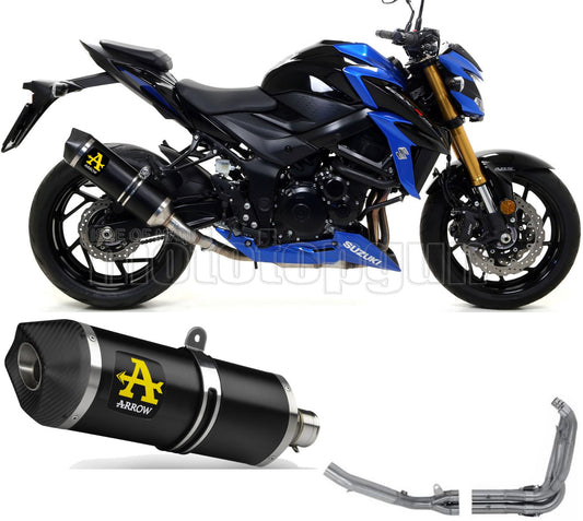 SCARICO COMPLETO OMOLOGATO OPEN ARROW RACE-TECH IN ALLUMINIO NERO CON FONDELLO IN CARBY COMPATIBILE CON SUZUKI GSX-S 750 17/20