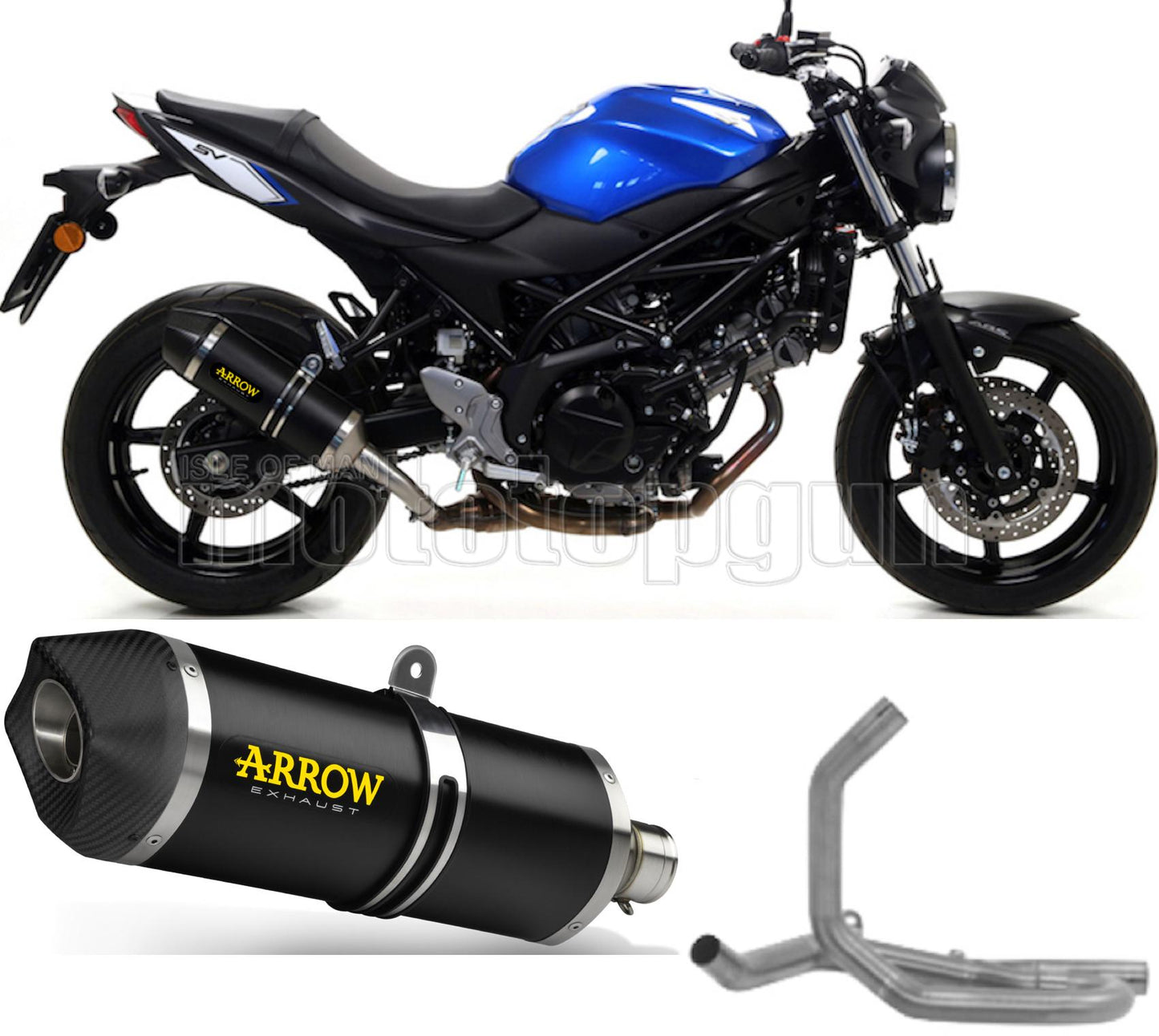 SCARICO OMOLOGATO CATALIZZATO ARROW RACE-TECH IN ALLUMINIO NERO CON FONDELLO IN CARBY COMPATIBILE CON SUZUKI SV 650 16/23