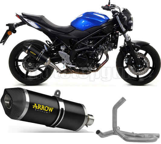 SCARICO OMOLOGATO CATALIZZATO ARROW RACE-TECH IN ALLUMINIO NERO CON FONDELLO IN CARBY COMPATIBILE CON SUZUKI SV 650 16/23
