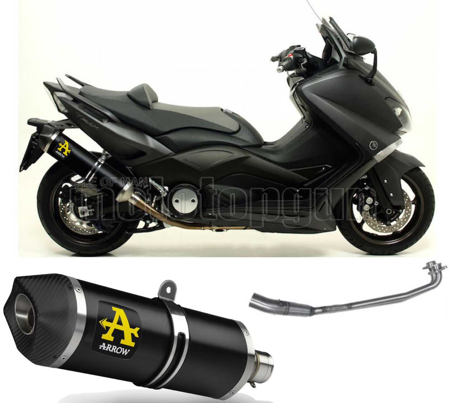 SCARICO OMOLOGATO ARROW RACE-TECH IN ALLUMINIO NERO CON FONDELLO IN CARBY COMPATIBILE CON YAMAHA TMAX T-MAX 530 12/16