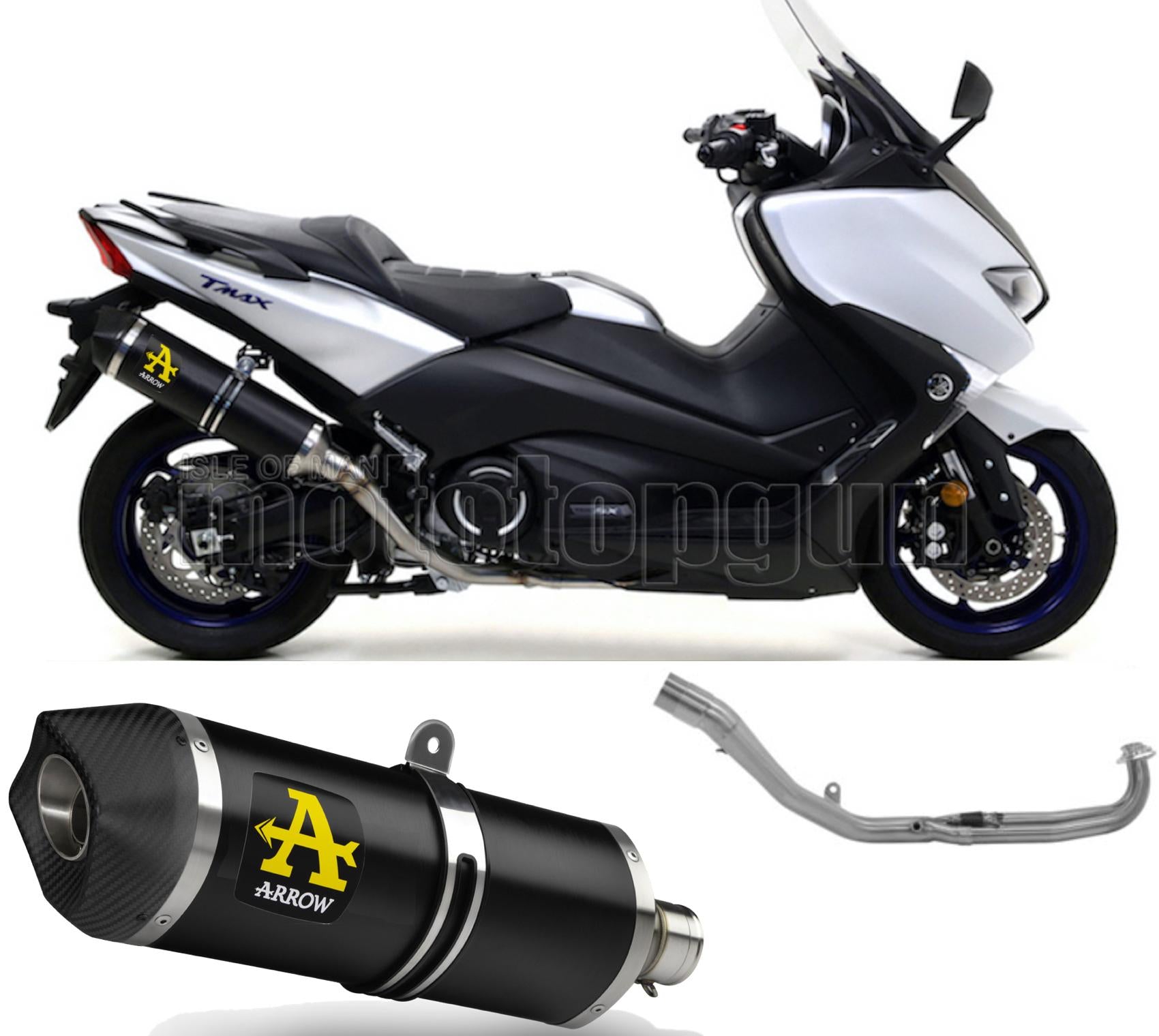 SCARICO OMOLOGATO ARROW RACE-TECH IN ALLUMINIO NERO CON FONDELLO IN CARBY COMPATIBILE CON YAMAHA TMAX T-MAX 530 17/19