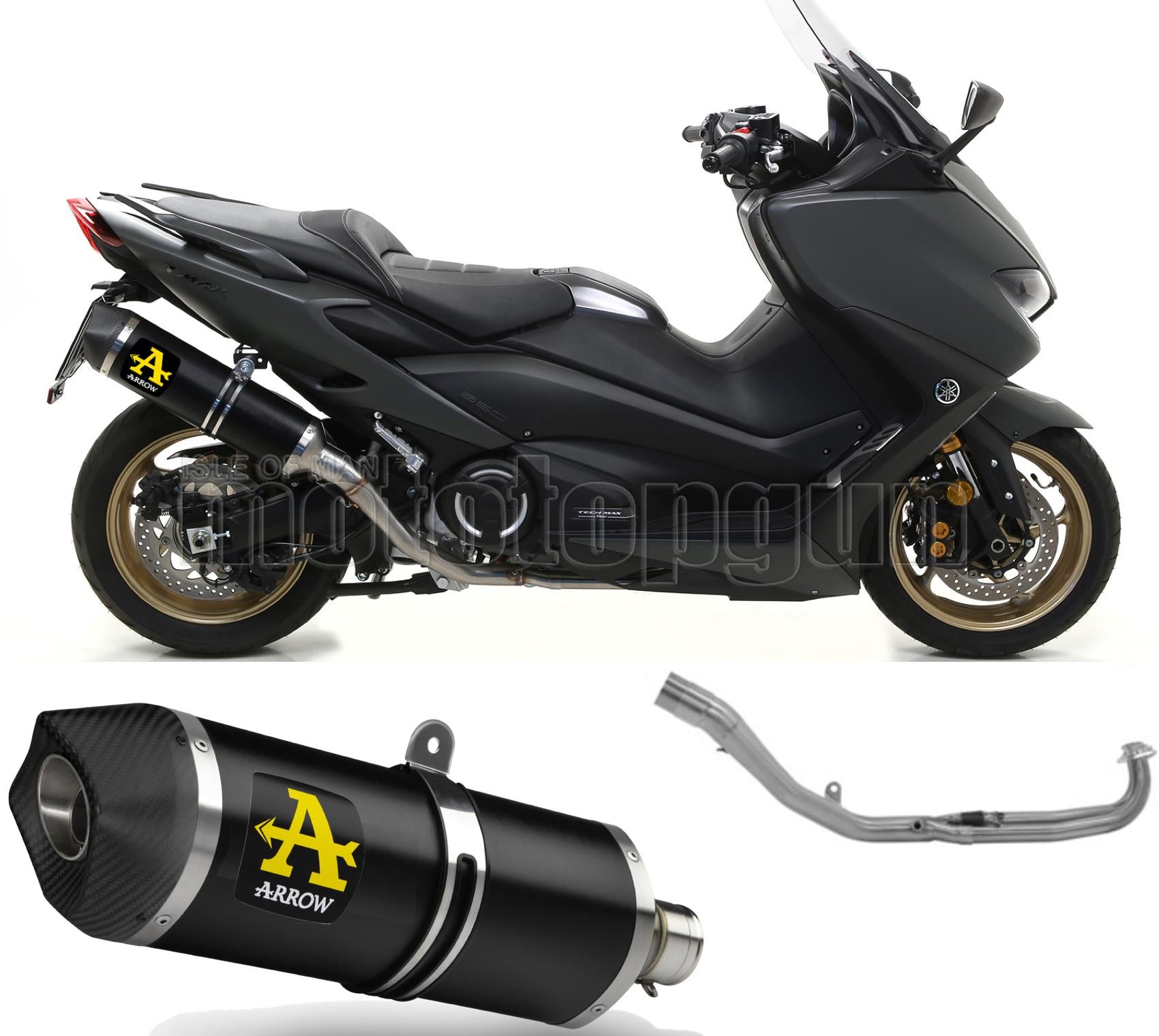 SCARICO OMOLOGATO ARROW RACE-TECH IN ALLUMINIO NERO CON FONDELLO IN CARBY COMPATIBILE CON YAMAHA TMAX T-MAX 560 20/21