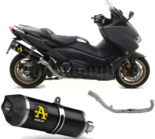 SCARICO OMOLOGATO ARROW RACE-TECH IN ALLUMINIO NERO CON FONDELLO IN CARBY COMPATIBILE CON YAMAHA TMAX T-MAX 560 20/21