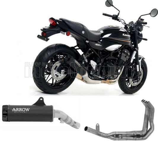 SCARICO RACE ARROW REBEL IN ALLUMINIO NERO CON FONDELLO IN ALLUMINIO NERO COMPATIBILE CON KAWASAKI Z900 Z-900 RS 17/20