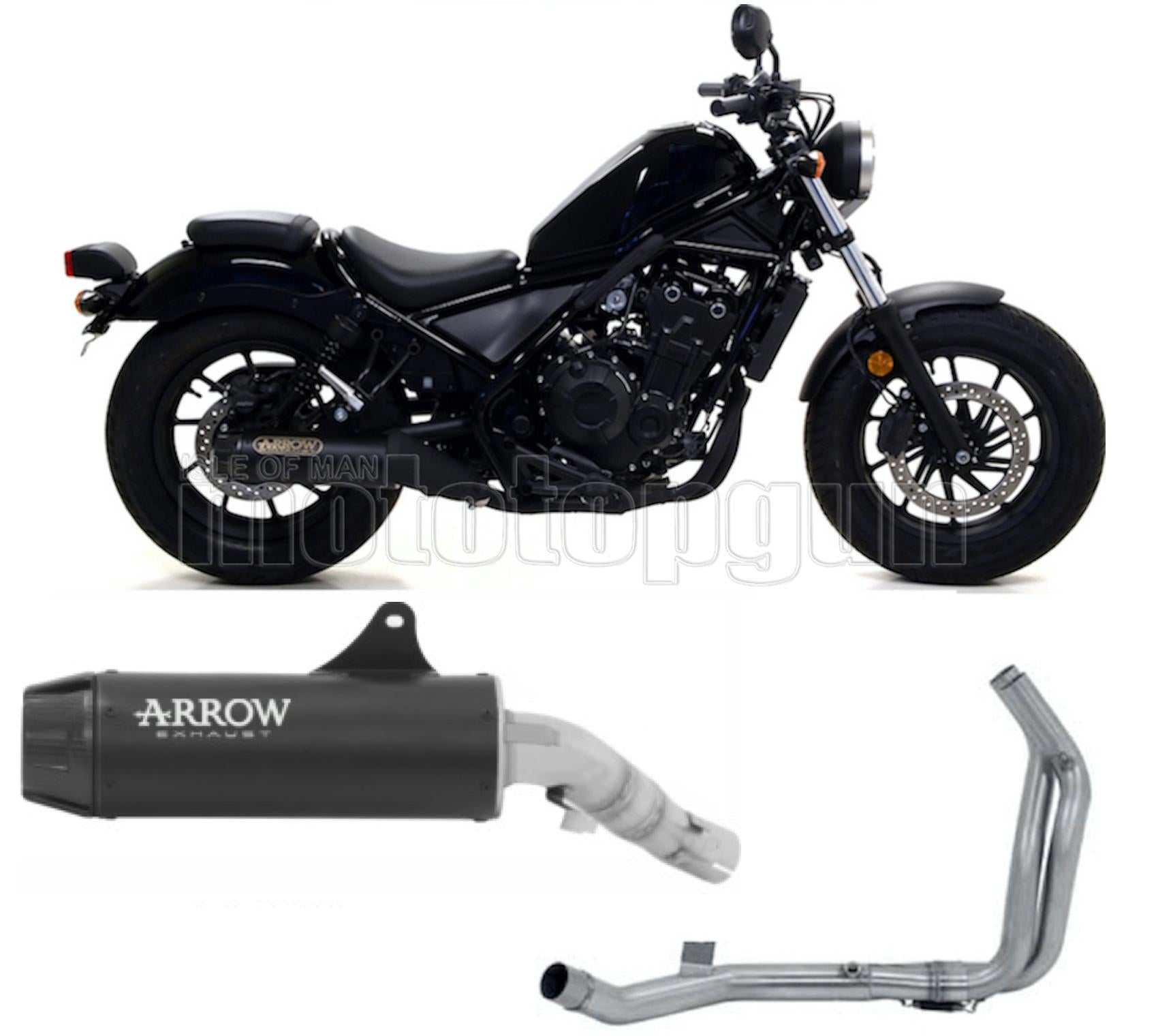 SCARICO RACE ARROW REBEL IN ALLUMINIO NERO CON FONDELLO IN CARBY COMPATIBILE CON HONDA CMX 500 REBEL 17/22