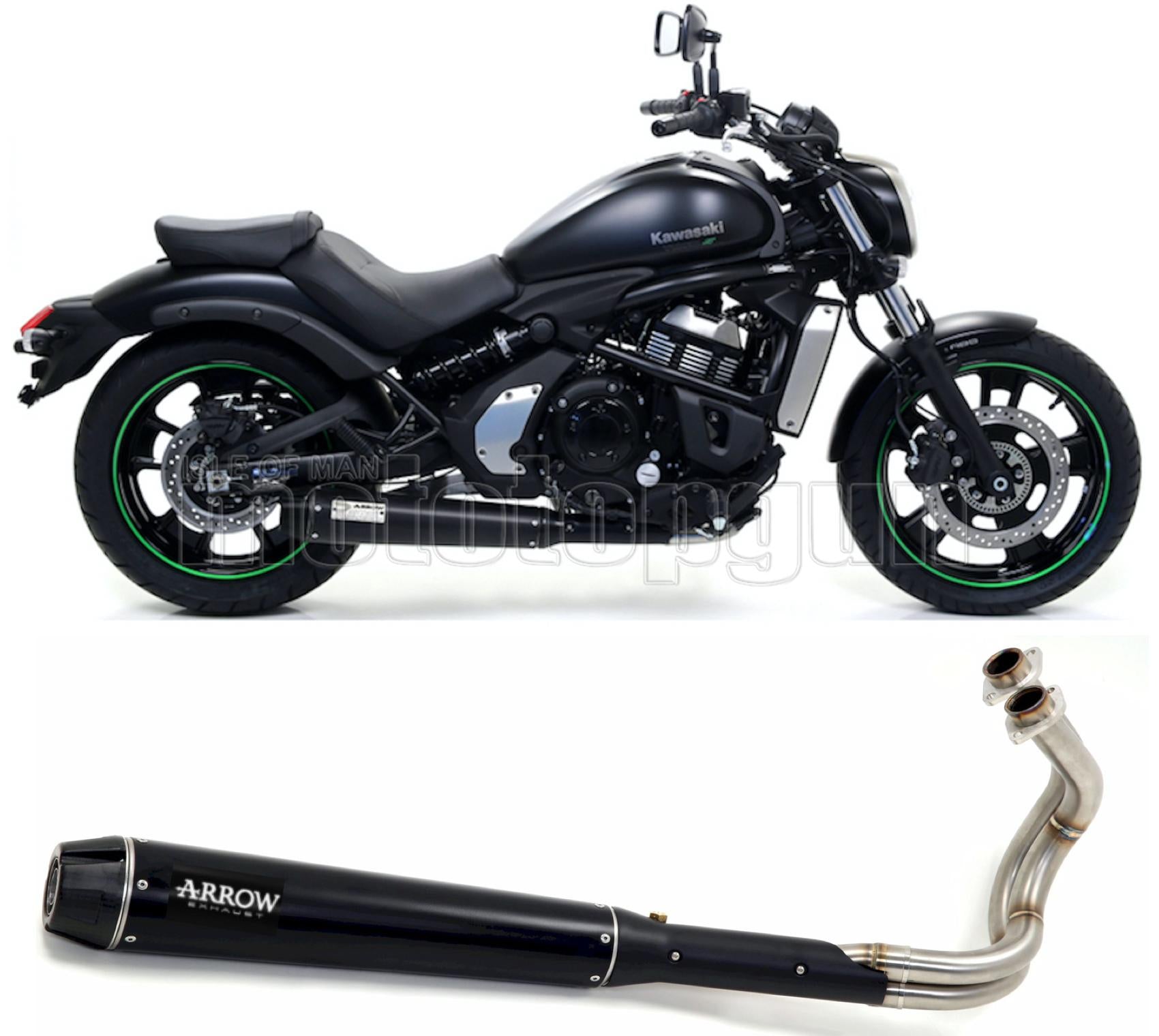 SCARICO RACE ARROW REBEL IN ALLUMINIO NERO CON FONDELLO IN CARBY COMPATIBILE CON KAWASAKI VULCAN S 650 17/20