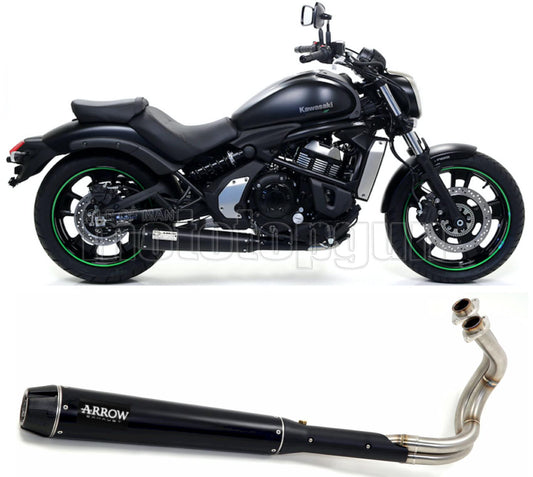 SCARICO RACE ARROW REBEL IN ALLUMINIO NERO CON FONDELLO IN CARBY COMPATIBILE CON KAWASAKI VULCAN S 650 CAFE 17/20