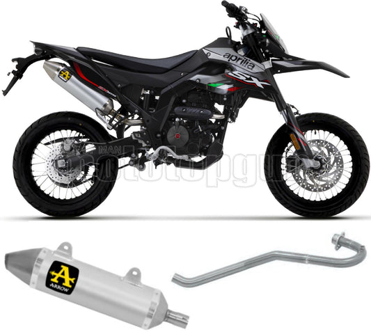 COLLETTORE OPEN ARROW THUNDER IN ALLUMINIO CON FONDELLO IN INOX COMPATIBILE CON APRILIA RX - SX 4T 125 18/20