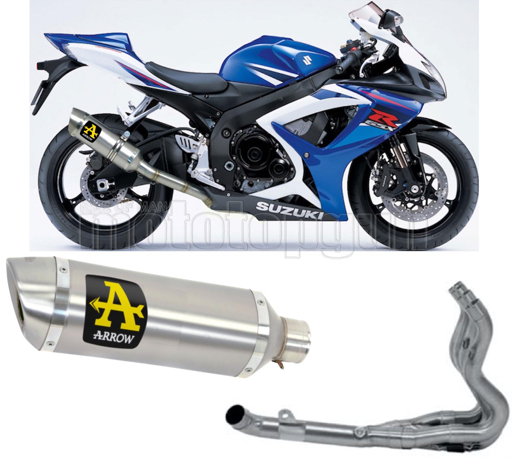 SCARICO COMPLETO OMOLOGATO OPEN DOPPIO TERMINALE ARROW THUNDER IN ALLUMINIO CON FONDELLO IN INOX COMPATIBILE CON SUZUKI GSX-R 600 IE 06/07
