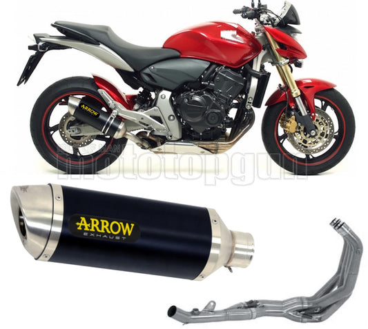 SCARICO COMPLETO OMOLOGATO OPEN ARROW THUNDER IN ALLUMINIO NERO CON FONDELLO IN INOX COMPATIBILE CON HONDA CB 600 F HORNET 07/13